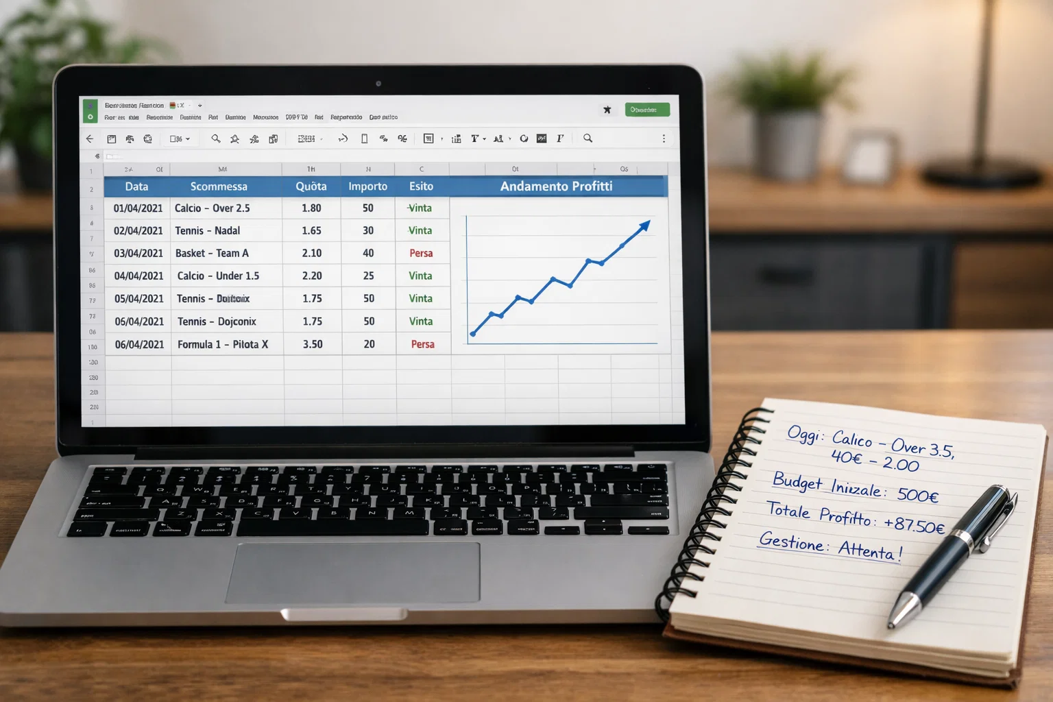 Foglio di calcolo per tracciare le scommesse